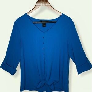 Investments blue blouse loose fit with tie front, Sz.S